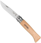 Ніж розкладний 85мм, бук Opinel Inox Natural blister 08 000405