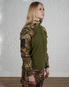 Женский военный тактический убакс флисовый с рукавами рип-стоп и подкладкой из флиса р. M Мультикам-олива - изображение 2