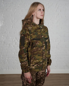 Женская военная тактическая флисовая кофта с капюшоном р. S Мультикам - изображение 2