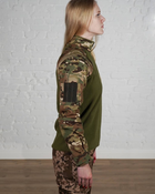 Женский военный тактический убакс флисовый с рукавами рип-стоп и подкладкой из флиса р. XL Мультикам-олива - изображение 3