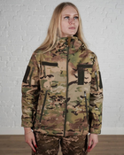 Женская военная тактическая куртка SoftShell трехслойная осень/зима р. S Мультикам - изображение 1