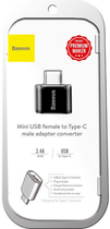 Przejściówka Baseus USB Female to Type-C Male Czarny (CATOTG-01) - obraz 3