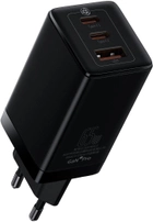 Мережевий зарядний пристрій Baseus GaN3 Pro Fast Charger 2C + U Cable 65W Type-C to Type-C 100W 20V/5A 1 м Black (CCGP050101) - зображення 5