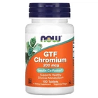 Хром, GTF Chromium, Now Foods, 200 мкг, 100 таблеток (NOW-01430)