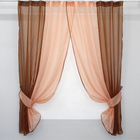 Кухонний комплект штор VR-Textil № 017к з підв'язками на карниз 1-1.5 м 265х170 см Коричневий з персиковим (50-776)