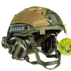 Комплект: тактичный шлем - каска Fast системой Wendy пуленепробиваемый, кевларовый, защита по NATO - NIJ IIIa (ДСТУ кл.1), размер M-L и оригинальные наушники Earmor M32Н с креплением "чебурашка" (FWOKMulEm32hCh1) - изображение 1