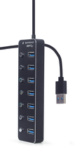 USB Hub Gembird 7 Ports USB 3.0 Black (UHB-U3P7P-01) - obraz 3