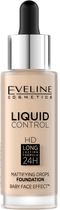 Podkład do twarzy Eveline Cosmetics Liquid Control HD z dropperem 001 Porcelain 32 ml (5901761987959) - obraz 1