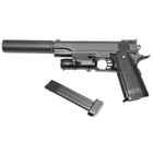 G6A Страйкбольний пістолет Galaxy Colt M1911 Hi-Capa з глушником та прицілом метал чорний - изображение 3