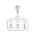 Сітковий фільтр LDNIO SC2413 перехідник 2x220V+2хUSB+1хType-C 2.4А/1хPD3.0-20W/1хQC3.0-18W розгалужувач трійник електричний з вимикачем та заземленням швидка зарядка Білий
