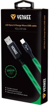 Kabel Yenkee YCU USB – micro-USB 2.0 LED 1 m Green (8590669273539) - obraz 2