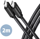 Kabel Axagon USB Type-C – USB Type-C 3.2 Gen 1 PD 60W 2 m Black (8595247905963) - obraz 1