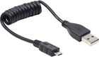 Kabel spiralny Gembird micro-USB – USB-B 0.2 0.6 m Black (8716309081818) - obraz 1