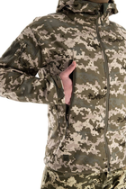 Військова водонепроникна дихаюча тепла тактична фліска-куртка Softshell M(46-48) Піксель - зображення 8