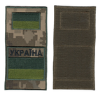 Заглушка патч на липучке с флагом с надписью "Украина" на пиксельном фоне, 7*14см. - изображение 1