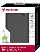 Zewnętrzna kieszeń Transcend StoreJet 25CK3 dla 2.5" HDD/SSD USB 3.1 (TS0GSJ25CK3) - obraz 2
