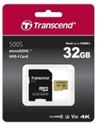 Karta pamięci Transcend MicroSDHC 500S 32GB Class 10 UHS-I U3 + adapter (TS32GUSD500S) - obraz 1