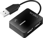Hub USB LogiLink Smile 4-portowy USB 2.0 Czarny (4052792007848) - obraz 1