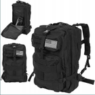 Рюкзак сумка 30 л Чорний ранець з водовідштовхувального матеріалу Кордур дволямковий на плечі з ручкою для перенесення повсякденний для туризму походів - зображення 1