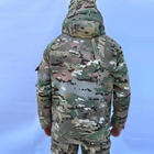 Тактическая военная куртка теплая Multicam софтшел, армейская, мембранная, водоотталкивающая, ветронепроницаемая с флисовой подкладкой, пальто с капюшоном, бомбер, бушлат, мультикам р.5XL - изображение 2