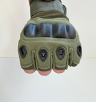 Тактические перчатки без пальцев олива размер L - изображение 1