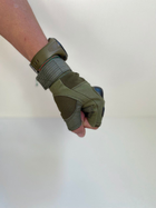 Тактичні рукавиці без пальців олива розмір L - зображення 2