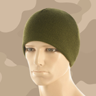 Військова тепла в'язана шапка акрил/фліс, M-Tac шапка акрил/фліс Olive, L-XL - зображення 1