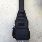 Черная тактическая сумка-рюкзак барсетка, бананка однолямочник MFH T0449 + USB выход - изображение 4