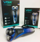 Профессиональная мужская бритва с триммером VGR V-306 роторная для влажного и сухого бритья водонепроницаемая LED дисплей Черно-синяя