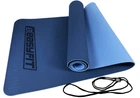 Коврик для йоги и фитнеса EasyFit TPE+TC 6 мм двухслойный синий-голубой
