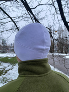 Біла військова шапка під шолом на флісі 300г/м. Розмір 55-57 - зображення 5
