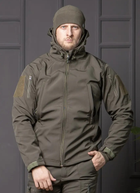 Чоловіча куртка НГУ Softshell оливковий колір з анатомічним покроєм вітрозахисна S - зображення 1