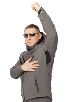 Костюм чоловічий демісезонний Soft shel на флісі сірий 48 штани куртка куртка з капюшоном з вентиляційним клапаном під пахвами вітро - водонепроникний - зображення 4