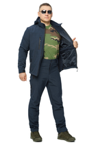 Костюм демисезонный мужской Soft shel на флисе темно синий меланж 46 куртка брюки ветро - влагонепроницаемый с воздухоотводным клапаном под мышками - изображение 5