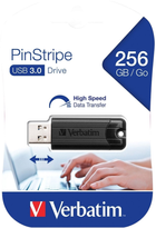Pendrive Verbatim Storen Go PinStripe 256GB USB 3.0 Black (23942493204) - obraz 3