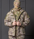 Чоловіча куртка Softshell мультикам з капюшоном та липучками під шеврони водонепроникна 3XL - зображення 5