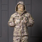 Чоловіча куртка Softshell мультикам з капюшоном та липучками під шеврони водонепроникна M - зображення 6