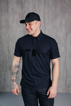 Поло футболка мужская для ДСНС с липучками под шевроны темно-синий цвет ткань CoolPass 42 - изображение 3