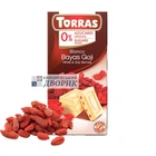 Шоколад белый без сахара Torras с ягодами годжи без глютена 75 г