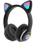 Беспроводные детские наушники Cat Ear STN-28 со светящимися кошачьими ушками Bluetooth Черные