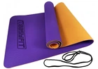 Килимок для йоги та фітнесу EasyFit TPE+TC 183х61см товщина 6мм двошаровий фіолетовий-оранжевий