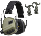 Активні навушники Earmor М31 + кріплення на шолом OPS Core чебурашка Оливковий (Kali) 900891 AI136 - зображення 1