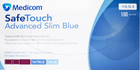 Перчатки смотровые нитриловые текстурированные, нестерильные Medicom SafeTouch Advanced Slim Blue неопудренные 3.6 г 50 пар № XS (1175P-A) - изображение 1