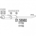 Глушник середній MTS 01.58980 Peugeot Expert; Citroen Jumpy; Fiat Scudo 9456171580, 9456123480, 1717C3