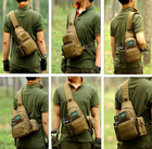 Тактическая, армейская мужская сумка-слинг Survival койот Edibazzar 24х16х8 см (sum0023854) Хаки - изображение 9