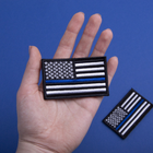 Набір шевронів 2 шт з липучкою Прапор Полиції США, вишитий патч 5х8 см - зображення 3