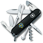 Нож складной 91 мм, 14 функций Victorinox CLIMBER UKRAINE Черный/Трезубец на щите с лентой