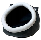 Лежак для кота GoGift з Вушками 40 x 45 x 34 см Графітовий з білим (5905359297772) - зображення 1