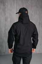 Чоловіча куртка Soft shell на блискавці з капюшоном водонепроникна 5XL чорна 00085 - зображення 5