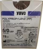 Нитка хірургічна нерозсмоктувальна YAVO стерильна POLYPROPYLENE Монофіламентна USP 5/0 75 см Синя DKO 3/8 кола 16 мм (5901748153667) - зображення 1
